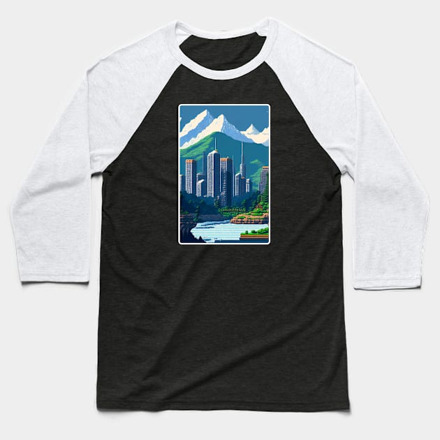 Cityscape Baseball T-Shirt by clownescape